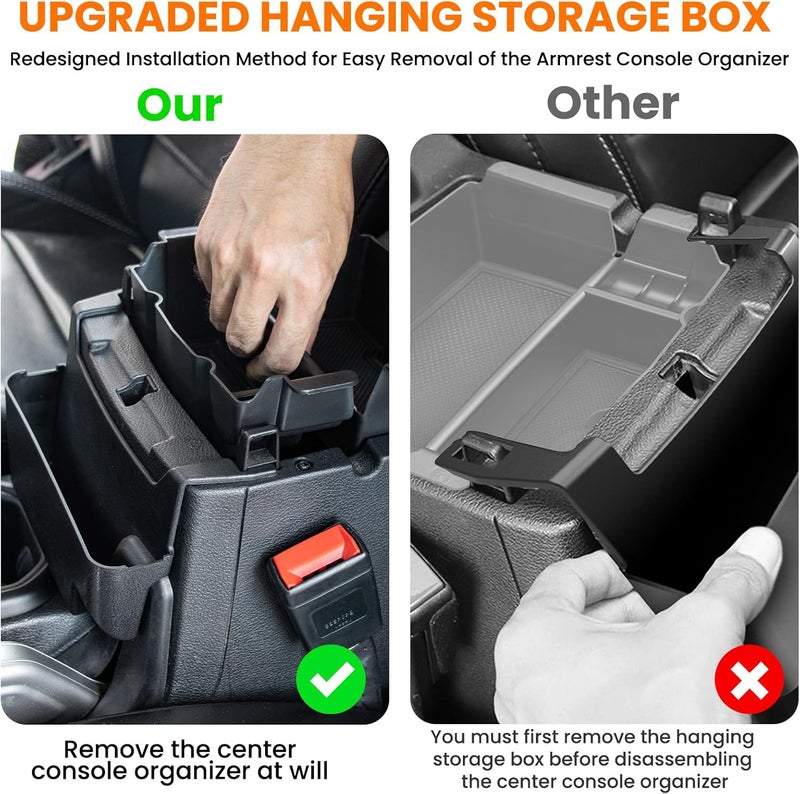 DIAMOOKY 4PCS Upgraded Center Console Organizer for Jeep Wrangler JL JLU 4xe 2018-2026 & Gladiator JT 2020-2024 2025 2026 Accessories Gear Shift Side Tray Hanging Armrest Storage Box (Not for JK/JKU) - Image 4